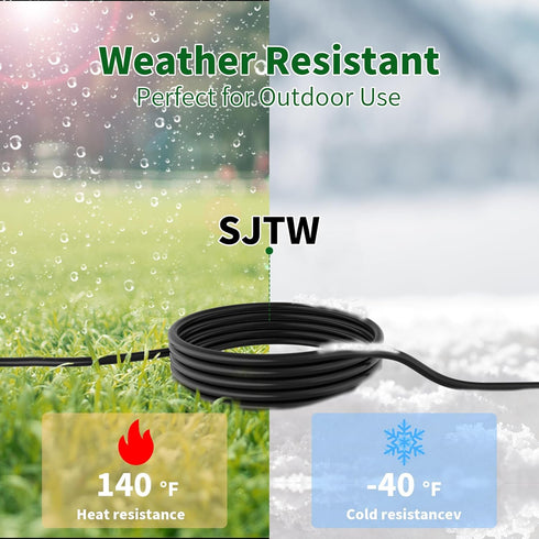 Elecan 2 30 (18+6+6)-3 1 2 Landscaping-16AWG 13A 125V-UL-1T2 Way Power Extension Cord Splitter Ft Total Prong