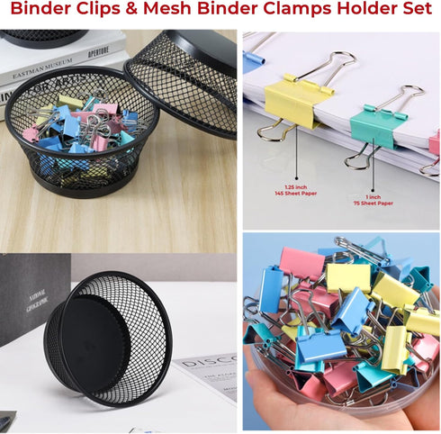 Binder Clips - 48 Pcs 1 Inch Paper Binder Clips with Holder for Desk, Medium Paper Clamps for Office Home