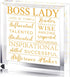 Yalikop Boss Lady Gifts for Women, Acrylic Desk Office Decor with Inspirational Quotes, Keepsake and Paperweight