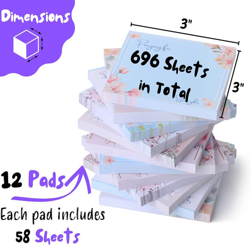 Mr. Pen- Sticky Notes, 3”x3”, 12 Pads, Floral Sticky Notes, Sticky Note, Self-Stick Note Pads, Sticky Pads Sticky Notes Aesthetic, Colorful Sticky Notes, Sticky Notes Bulk Sticky Notes