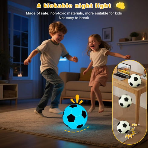 GYZLK 9 Dimmable (5.12 inch) Soccer Silicone Night Light, Soft Colors with Remote Timer, Rechargeable, Battery Operated