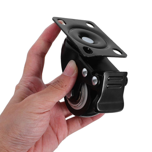 2-inch Set FRCOLOR Furniture Caster Wheels Black Heavy Duty Pu Swivel and Rigid Plate Casters with Brake Quiet Rolling