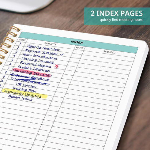 Taja Meeting Notebook for Work Organization, Action Items and Meeting Minutes Planner, Perfect Office Supplies (Green)