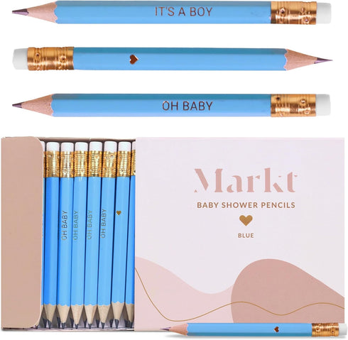 Mini Baby Shower Pencils with Erasers, Presharpened Small Pencils for Baby Shower Games, Bulk Blue Mini Pencils