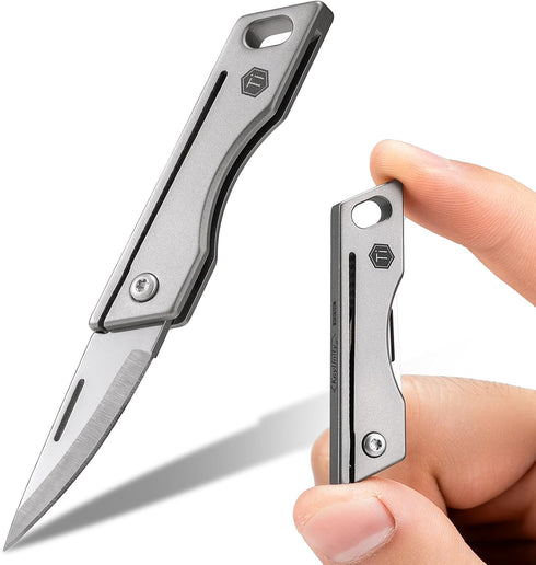 KeyUnity KK06 Mini EDC Pocket Knife, Small Titanium Folding Knife with Keychain Hole