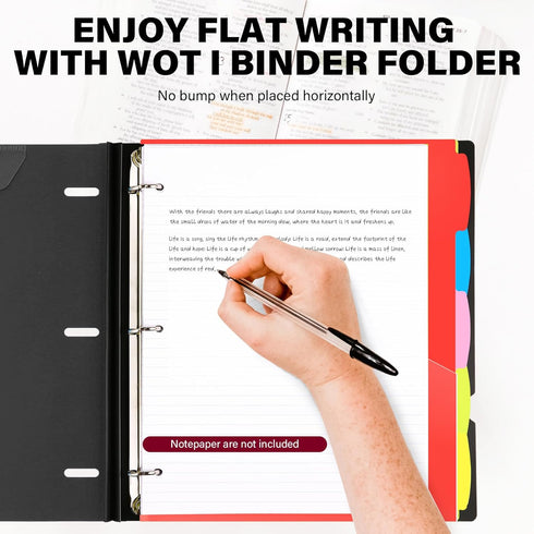 WOT I Telescoping Project Organizer, Refillable 3 Ring Binder Pocket Folder, Black with Custom Cover