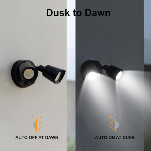 16W 1900LM, IP65 (1 Pack) LED Flood Lights Outdoor, Waterproof Dusk to Dawn Dual Head Security Lights, Exterior Wall