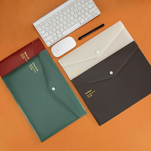 VANRA File Folders Letter Size 12 Pack, Plastic File Envelopes with Snap Closure, A4 Project Folder Holder