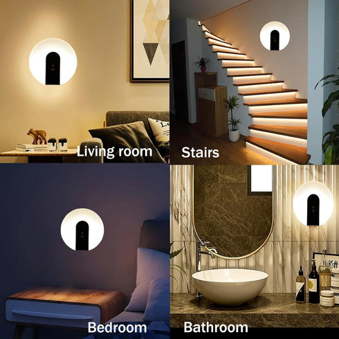 Gusweet 2000mAh Battery Operated Motion Sensor Night Lights, Rechargeable Wall Sconces Stick-on Wall Lights Wireless