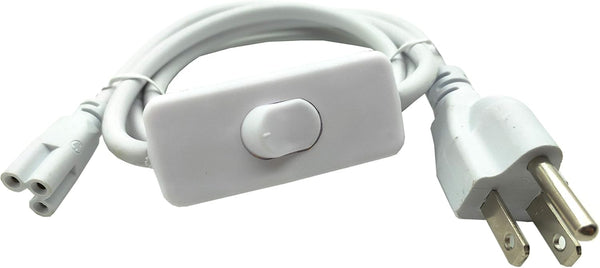 T5 T8 LED Wire Connector Power Cord with On/Off Plug for Integrated LED Light Fixture, 1.5M/5Ft Extension Cable