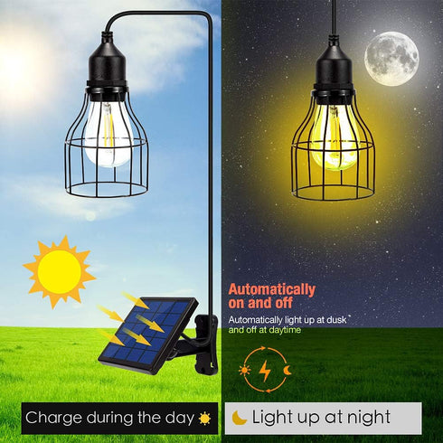 9.8FT Bulb 3000K Solar Lights Outdoor Dusk to Dawn Shed Light Extension Cable Solar Powered Pendant Waterproof