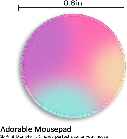 lebrocoli 8.6 8.6 inch Gradient Pink Purple Work Mouse Pad, Small Round Mouse Pads for Desk, Mini Travel Mousepad