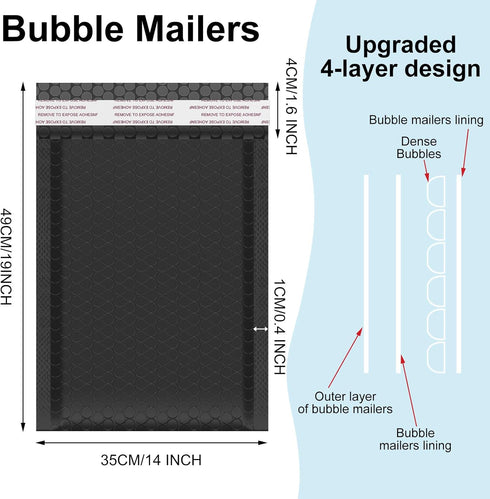 Henoyso 30 Pcs Extra Large Bubble Mailers 14 x 19 Inches Padded Waterproof Shipping Bags for Small Business