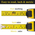 Auto-Lock Measuring Tape, 16-Feet Dual Side Retractable Tape Measure for Electricians and Carpenters