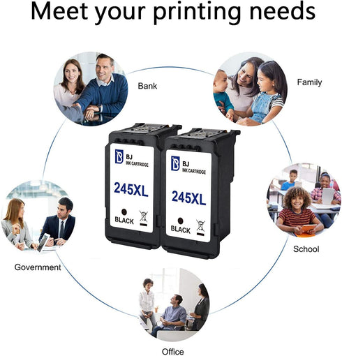 BJ Ink Cartridges Replacement for Canon PG-245XL 245 XL Compatible with PIXMA MG2520 MG2920 MG2922 MG2924 (2 Black)