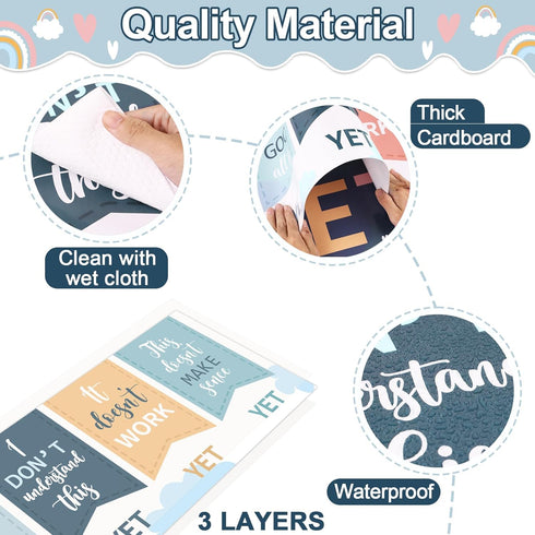QOUBAI Boho Rainbow Growth Mindset Posters Mindset Classroom Decorations for Positive Reading Bulletin Board