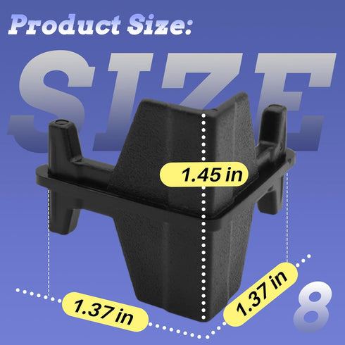 Terixe 8 5 Post Inserts Connectors - PP Plastic, Injection Molded, Sturdy Support - Black, Post Corner Connectors