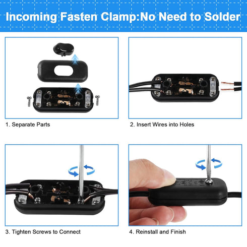 4PCS Inline Cord Switch On/Off for Appliance or Bedroom Table Lamp, in Black