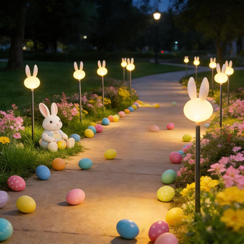 Easter Solar Garden Lights Outdoor, Bunny Shaped Solar Stake Light Waterproof, Easter