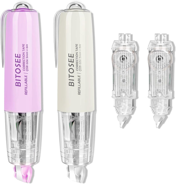 Refillable Retractable Quick Dry White Out Correction Tape, Mini Japan Aesthetic Cute White Out with Kawaii Applicator