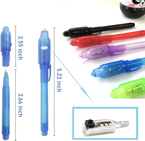 SCStyle Invisible Ink Pen, 7 Pcs, Spy Marker for Secret Messages, Gift for Kids, Invisible Ink with UV Light