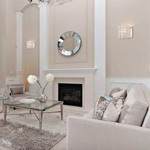 Modern Chrome Crystal Wall Sconces, Elegant Bathroom Vanity Wall Light Fixtures for Living Room Bedroom Bathroom