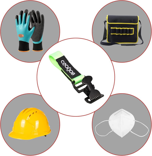 COOLJOB Metal Glove Holder Clips, Heavy Duty Work Clamp Keeper with Adhesive Strap for Turnout Gear, 2 Pcs