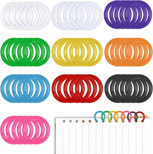 Aysatogc 50Pcs Loose Leaf Binder Rings, 0.78'' Colorful Plastics Loose Leaf Book Rings