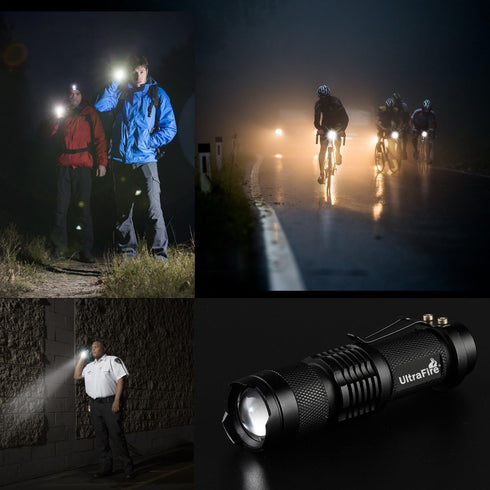ULTRAFIRE 3 Pack Mini Flashlights, Focus Adjustable SK68 Tactical LED Flashlight, 300 Lumens