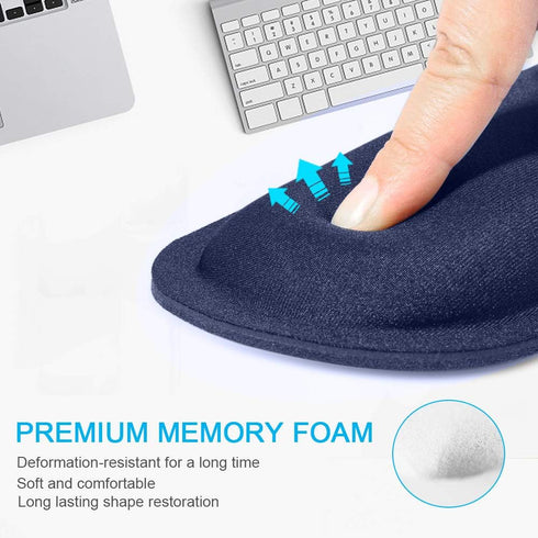 TECKNET Ergonomic Gaming Mouse Pad with Wrist Support, Comfortable Portable Mousepad for Computer, Blue