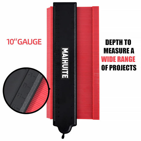 10" Adjustable Contour Duplication Gauge - Copy Irregular Shape for Woodworking, DIY Handyman Tool (RED)