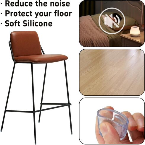 bociloy 16PCS 3/4Inch ID Transparent Chair Leg Caps, Silicone Round Furniture Table Feet Covers, Clear Chair Leg Tips