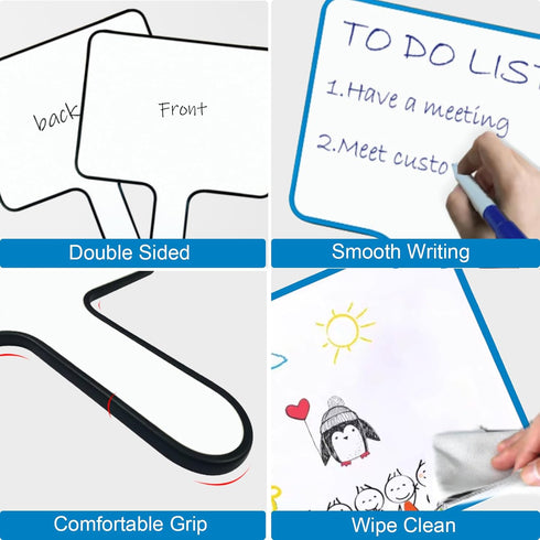 Marte Vanci Dry Erase Answer Paddles, Quick Response White Boards with Magnetic Markers, Double Sided Paddles