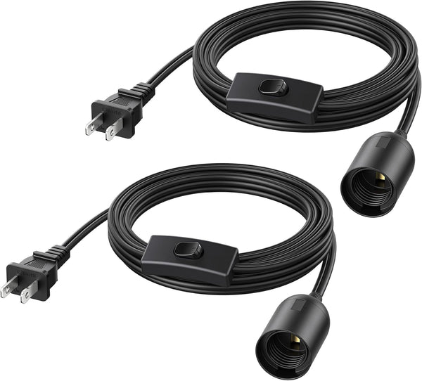 Cable Matters 2-Pack Plug in Hanging Light Cord with Switch - 8ft,