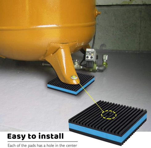 BJADE'S 4 Pack Anti-Vibration Rubber Pads with 3/8'' Pre-drill Hole, 2 x 2 x 7/8 inch for HVAC