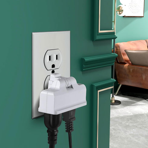 FiiMan UL Listed 3 Outlet Wall Adapter, 3-Prong Grounded 180 Degree Swivel Plug Adapter, 1 Pack, White