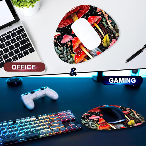 Premium-Textured Oval Mouse Pad, 8.7" x 7.1" Thick 3mm Anti-Slip Waterproof Rubber Mat, Cute Design for Office