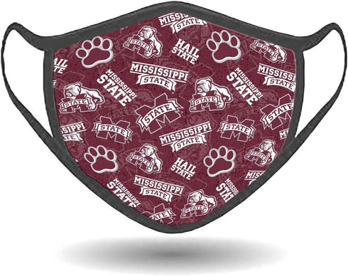 Fabrique Innovations 100% NCAA Mississippi State Bulldogs, Cotton, Double Layer, Washable & Reusable, Non-Medical Face