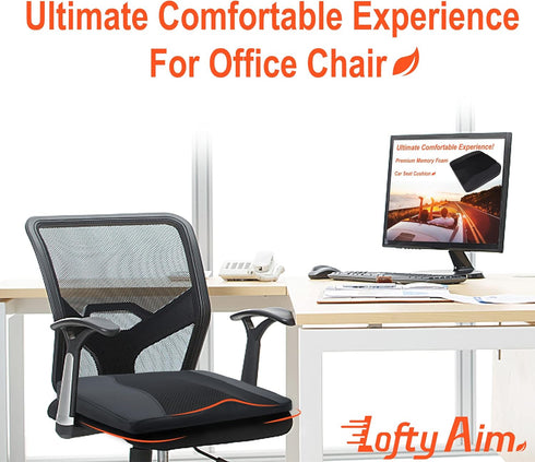 Seat Cushion & Lumbar Support - Ergonomic Memory Foam Pillows for Sciatica & Back Pain Relief - Comfort for Driving