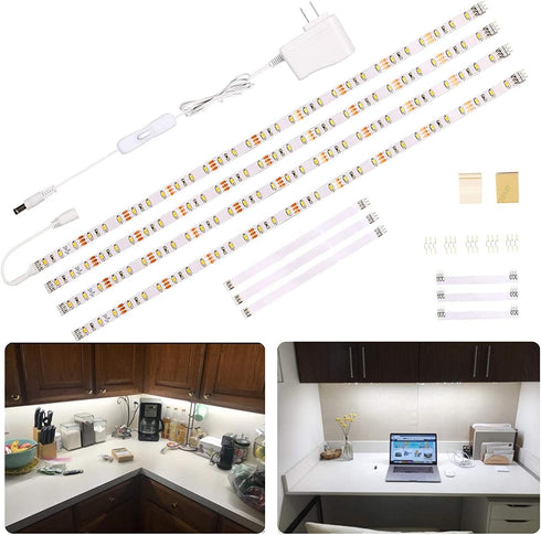 WOBANE LED Under Cabinet Lighting Kit,Flexible LED Ribbon Lights Bar,Under Counter Lights