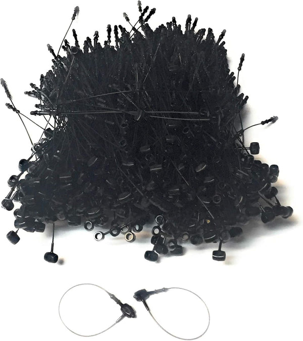 3" BLACK Snap Lock Pin Security Loop Plastic Tag Fastener, 1000 Pc