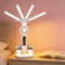 niccryle Foldable Led Desk Lamp with Fan Clock Light Study, 3 Lighting Modes,