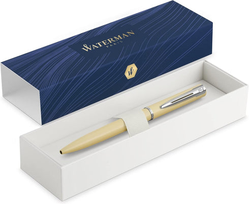 Waterman Allure Ballpoint Pen - Citron Yellow Matte Lacquer with Chrome Trim - Medium Point Blue Ink with Gift Box