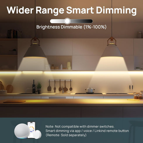 Linkind Matter Smart Bulb, Soft White to Daylight Tunable, Alexa Compatible, A19 E26, 800LM, 60W, 4-Pack