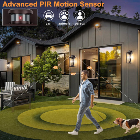 16" E12 Bulbs, 2 Pack) Motion Sensor Outdoor Wall Lights, Waterproof Large Exterior Sconce, Compatible with Base Modern
