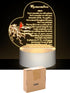 Coume Memorial Gift Night Light Clear Crystal Acrylic Heart Sympathy Gifts Sign LED Light Remembrance Bereavement Decor