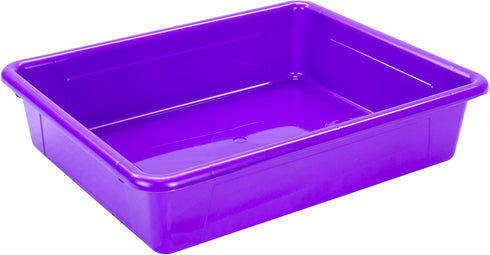 Storex Letter Size Flat Storage Tray – Organizer Bin with Non-Snap Lid, Violet, 5-Pack for Classroom, Office, Home