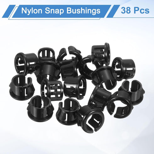 38 Grommet, 1/2" Grommet Grommets uxcell Pcs Cable Snap Bushing Mounting Dia Opened Snap Bushing - Black Round Nylon