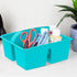 Storex Modern-Series Small Caddy, Multipurpose Classroom Organizer with Handle, Teal, 6-Pack (01061U06C)
