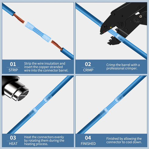 340pcs Heat Shrink Butt Connector, Waterproof Crimp Electrical Wire Connector for Automotive, Decoration Wiring